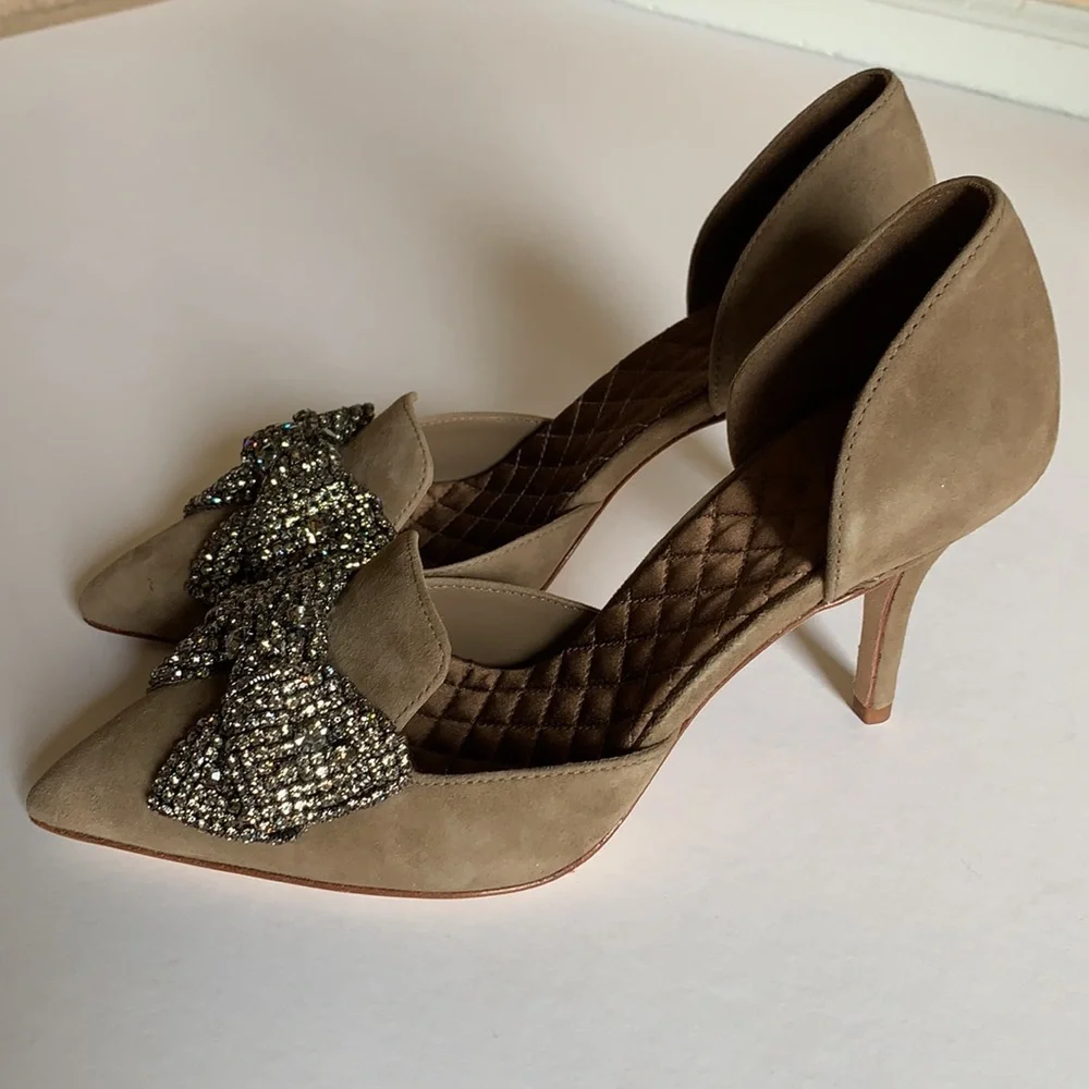 RARE Tory Burch Esme Tan D’Orsays pumps, black diamond